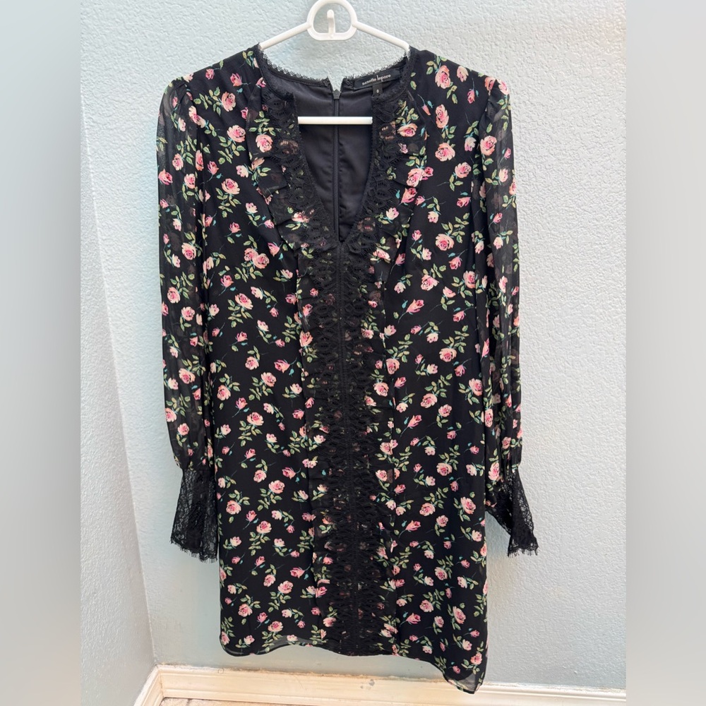 Nanette Lepore Black Dress with Floral Accents